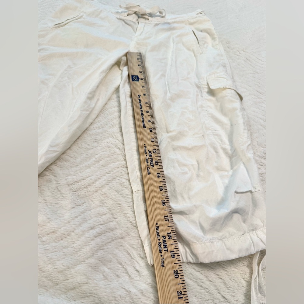 Norma Kamali White Cargo Capri Pants Womens Sz 4 100% Cotton Adjustable Y2K - Picture 11 of 12